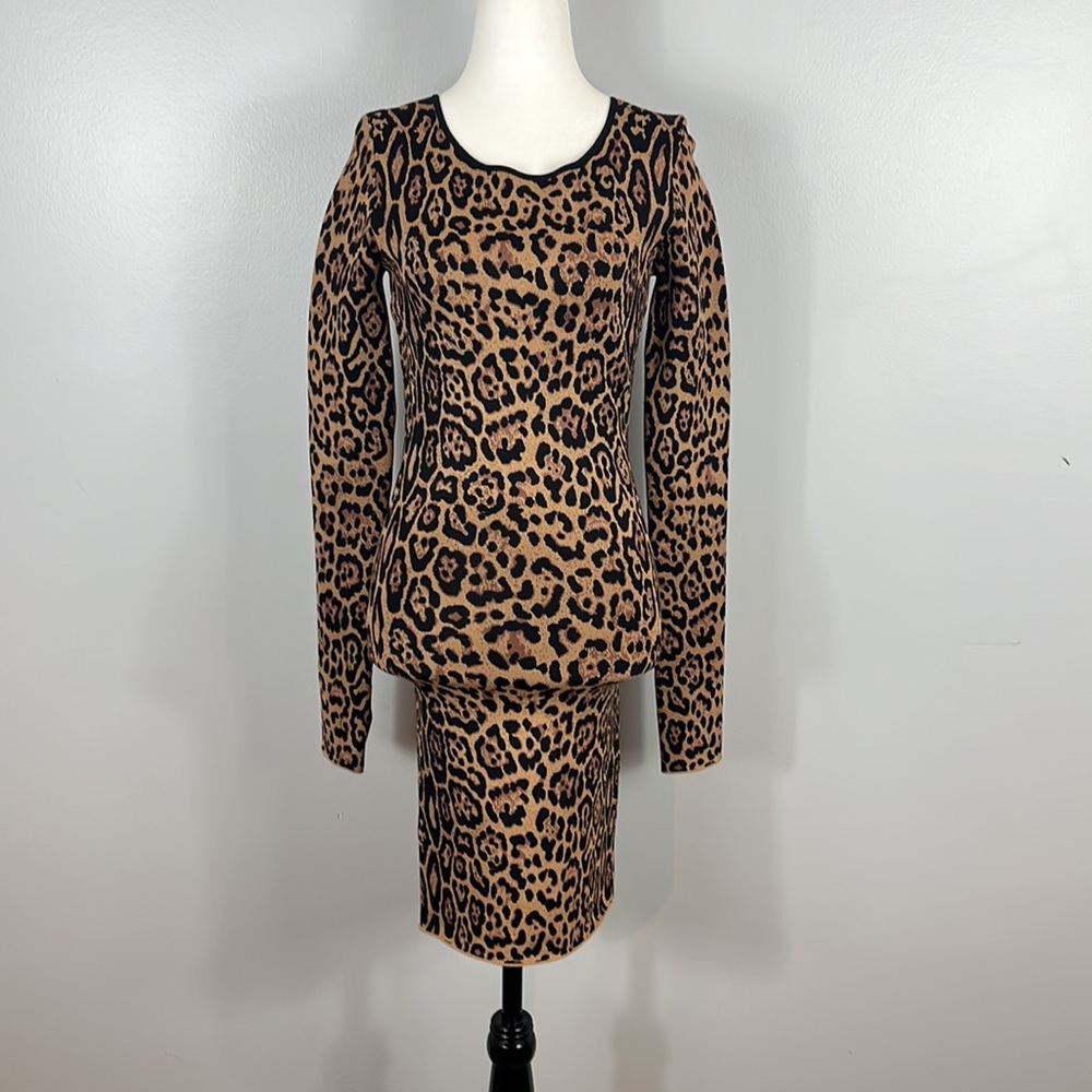 BCBG MaxAzria Sheena French Leopard Print Bodycon Dress - Mob Wife Aesthetic - Picture 7 of 17